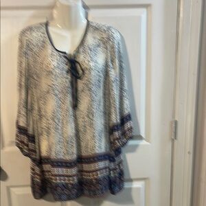Chic Blue and Cream Women's Blouse